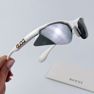 Gucci Men BRAND NEW Sunglasses White Silver Mirror Mask GG1774S 002